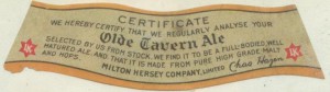 "Old Tavern Ale"-Qualitätszertifikat
